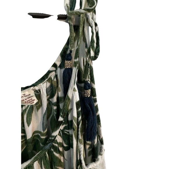 Beaches & Boho Midi Leaf Print Cover Up Dress Lightweight Size Medium Beach Chic - Picture 4 of 8